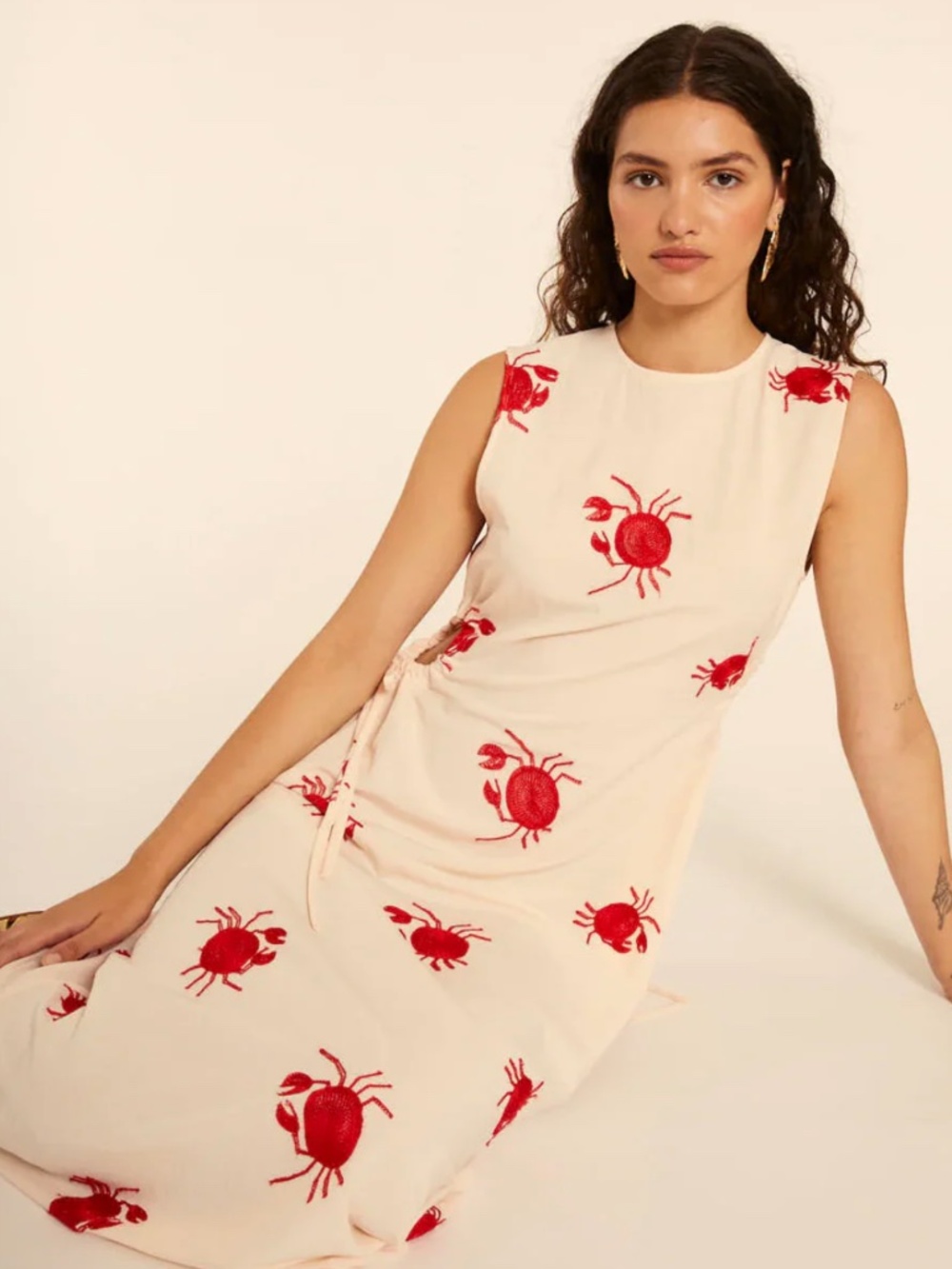 Pepaloves Cutout Maxi Dress in Crab Print (NWT)